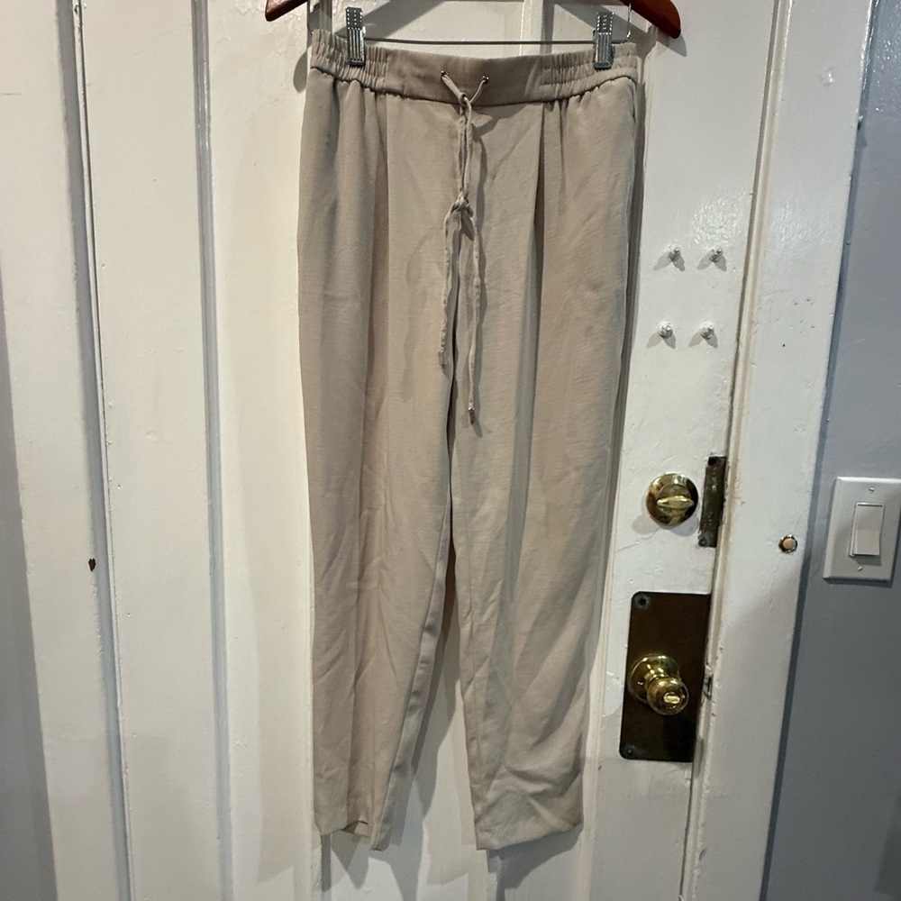 Zara Beige Drawstring Jogger Pants